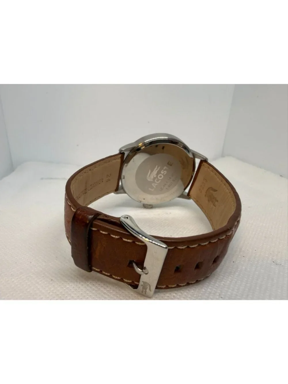 Lacoste Barcelona 2010498 Men's 44mm Cream Dial Brown Leather Quartz Watch - Picture 10 of 13